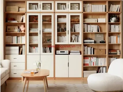 Top 8 mẫu tủ sách cánh kính được yêu thích nhất cho không gian hiện đại