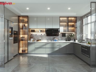 Tủ bếp gỗ An Cường phủ Acrylic giá bao nhiêu? Đơn vị sản xuất uy tín giá tận xưởng 