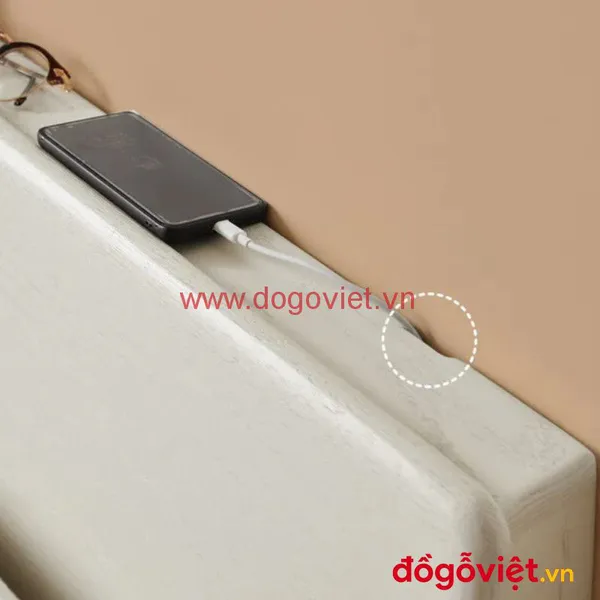 Giường Ngủ Gỗ Đẹp Hiện Đại Màu Trắng Tích Hợp Đèn Led Sang Trọng