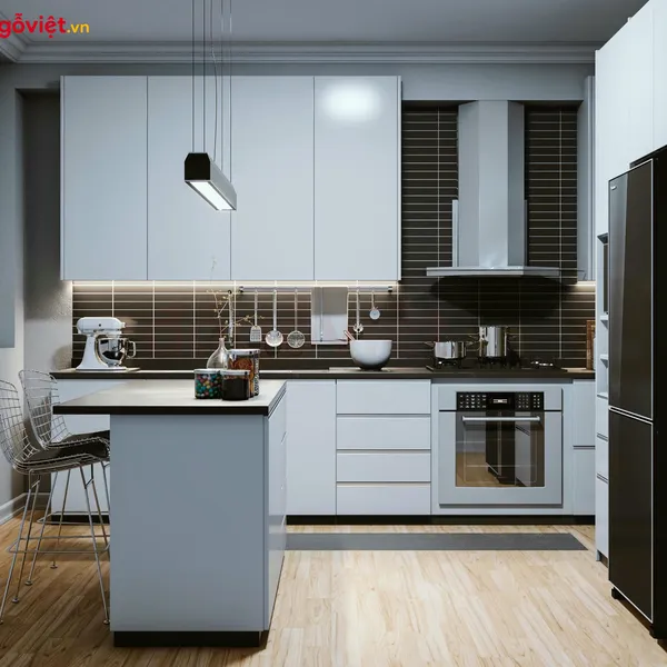 Mẫu Nhà Bếp Hiện Đại Gỗ Công Nghiệp Hình Chữ G Đẹp Tối Ưu