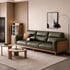 Bộ Bàn Ghế Sofa Phòng Khách Gỗ Sồi Tự Nhiên Bọc Nệm Da Hiện Đại 