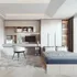 Giường Liền Tủ Quần Áo Kèm Bàn Làm Việc Gỗ MDF Melamine Màu Trắng