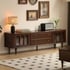 Kệ Tivi Tân Cổ Điển Gỗ Sồi Tự Nhiên Kiểu Chân Cao Màu Nâu