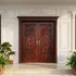 Mẫu Cửa Gỗ 2 Cánh Biệt Thự Sang Trọng Chất Liệu Gỗ Gõ Đỏ Cao Cấp 