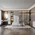 Mẫu Phòng Thay Đồ Trong Nhà Gỗ MDF Cánh Kính Sọc Hiện Đại
