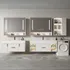 Mẫu Thiết Kế Tủ Để Máy Giặt Liền Tủ Lavabo Và Kệ Treo Hiện Đại