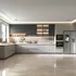 Mẫu Tủ Bếp Chữ L Gỗ MDF Phối Cánh Kính Kèm Đèn Led Đẹp Mắt