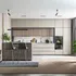 Mẫu Tủ Bếp Quầy Bar Gỗ Công Nghiệp Màu Trắng Phối Xám Vẫn Gỗ