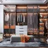 Thiết Kế Phòng Ngủ Có Phòng Thay Đồ Gỗ MDF Phối Cánh Kính Tinh Tế