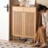 Tủ Giày Gỗ Sồi Kiểu Chân Cao Cánh Nan Thoáng Khí Hiện Đại