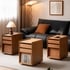 Tủ Thấp Trang Trí Di Động Gỗ Sồi 3 Ngăn Kéo Đa Năng Nhỏ Gọn