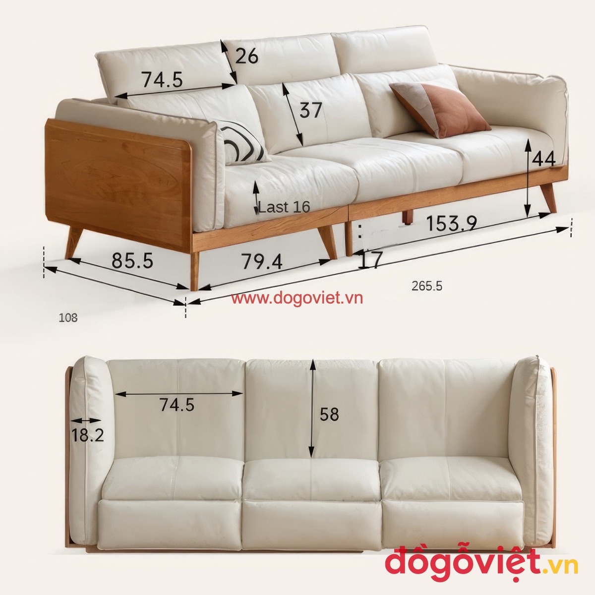 Bản vẽ k&iacute;ch thước bộ b&agrave;n ghế sofa băng d&agrave;i 3 chỗ ngồi bọc da