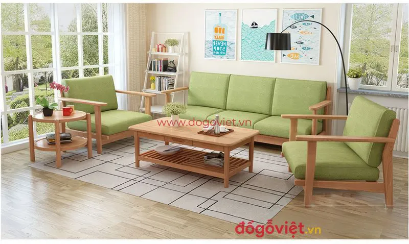 Mẫu Sofa Gỗ Sồi Hiện Đại Phù Hợp Cho Phòng Khách Gia Đình