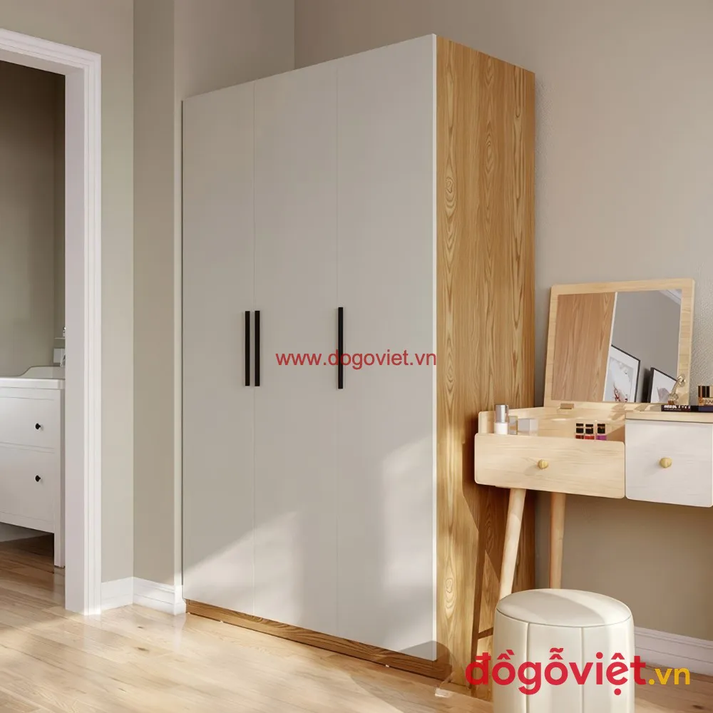 Mẫu Tủ Áo Gỗ MDF Phủ Melamine Phong Cách Tối Giản Hiện Đại