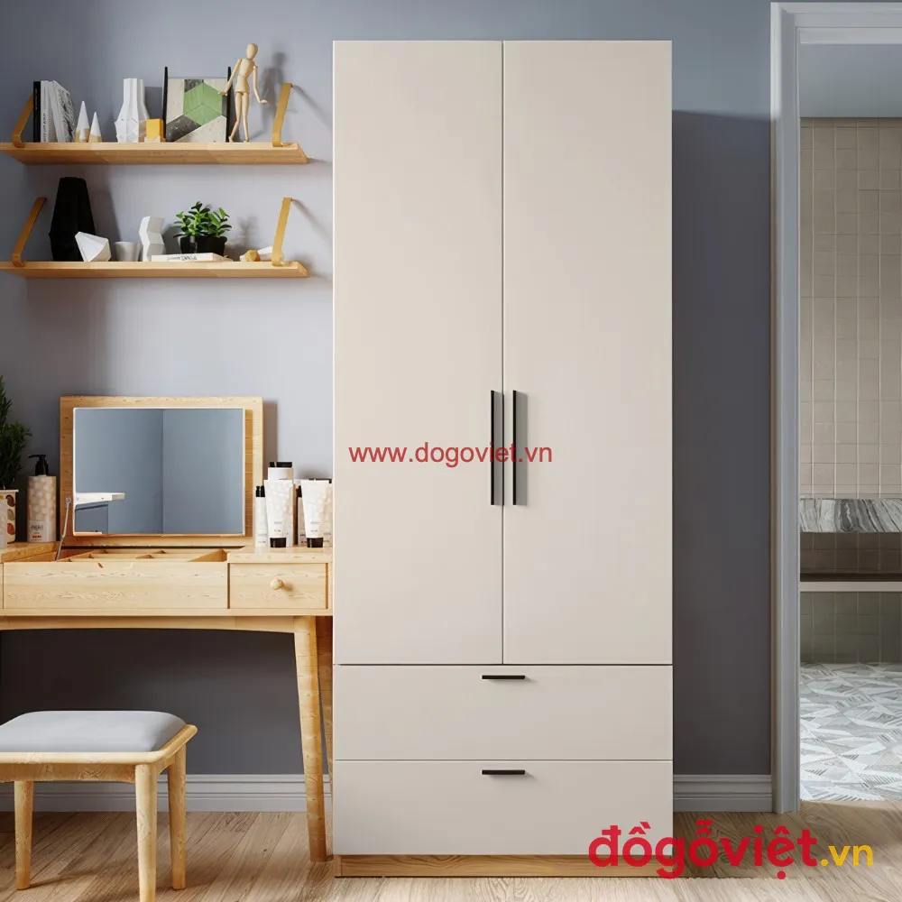 Mẫu Tủ Áo Gỗ MDF Phủ Melamine Phong Cách Tối Giản Hiện Đại