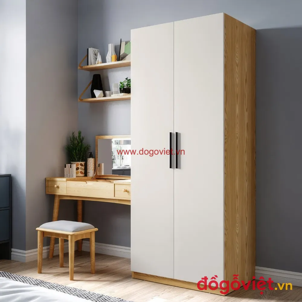 Mẫu Tủ Áo Gỗ MDF Phủ Melamine Phong Cách Tối Giản Hiện Đại