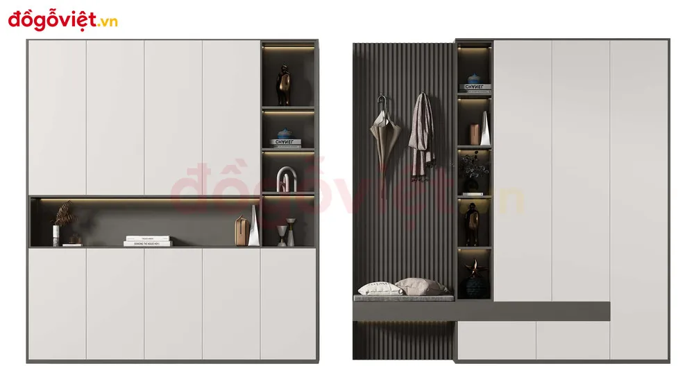 Mẫu Tủ Giày Gỗ Công Nghiệp Phong Cách Châu Âu Tối Giản 
