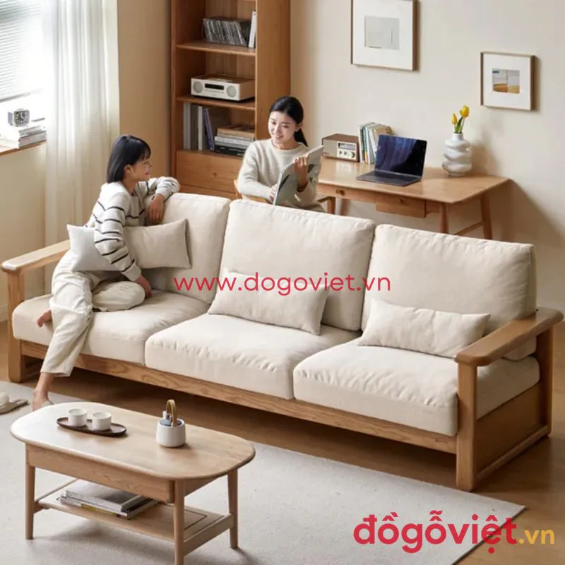 Sofa Gỗ Tự Nhiên Chất Lượng Thiết Kế Bo Cạnh Các Góc Mền Mại Giá Tốt