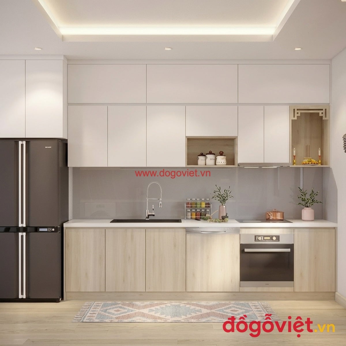 Tủ bếp Laminate chống trầy xước, chịu nhiệt tốt