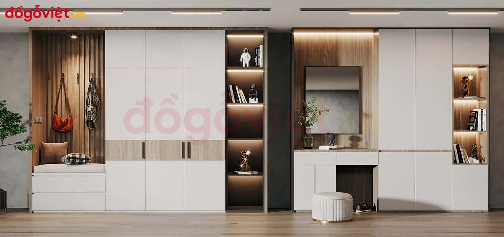 Tủ Đựng Dép Gỗ Công Nghiệp Đẹp Thiết Kế Tay Nắm Âm Tiện Lợi 
