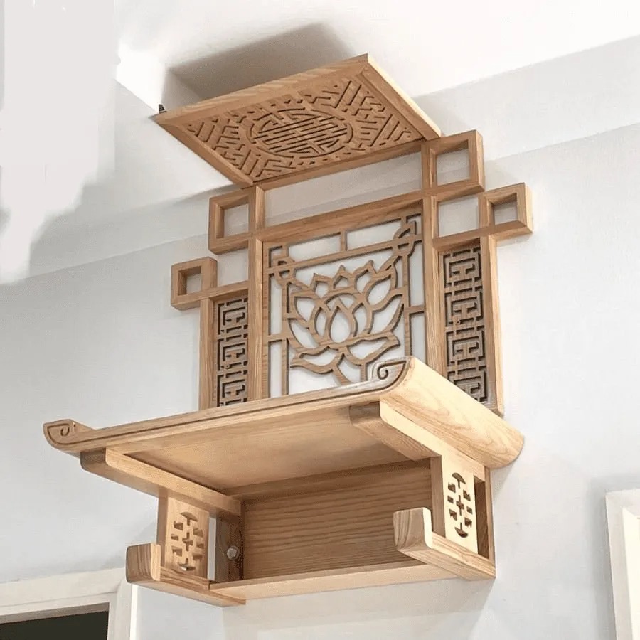 Top 10+ mẫu bàn thờ Phật treo tường theo kích thước lỗ ban