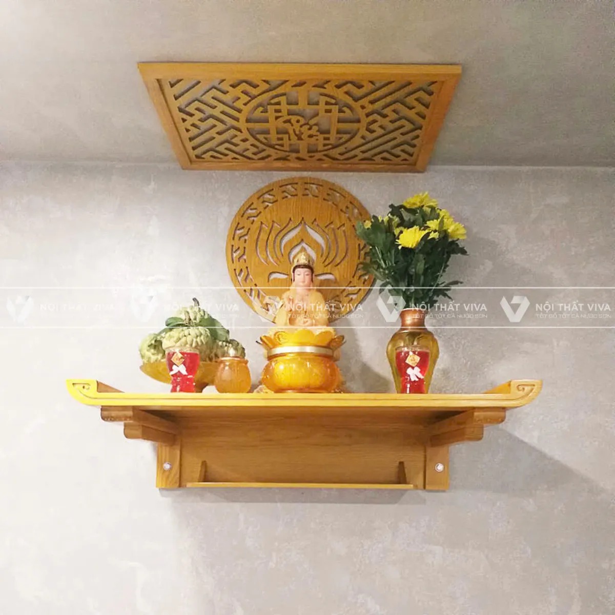 Top 10+ mẫu bàn thờ Phật treo tường theo kích thước lỗ ban