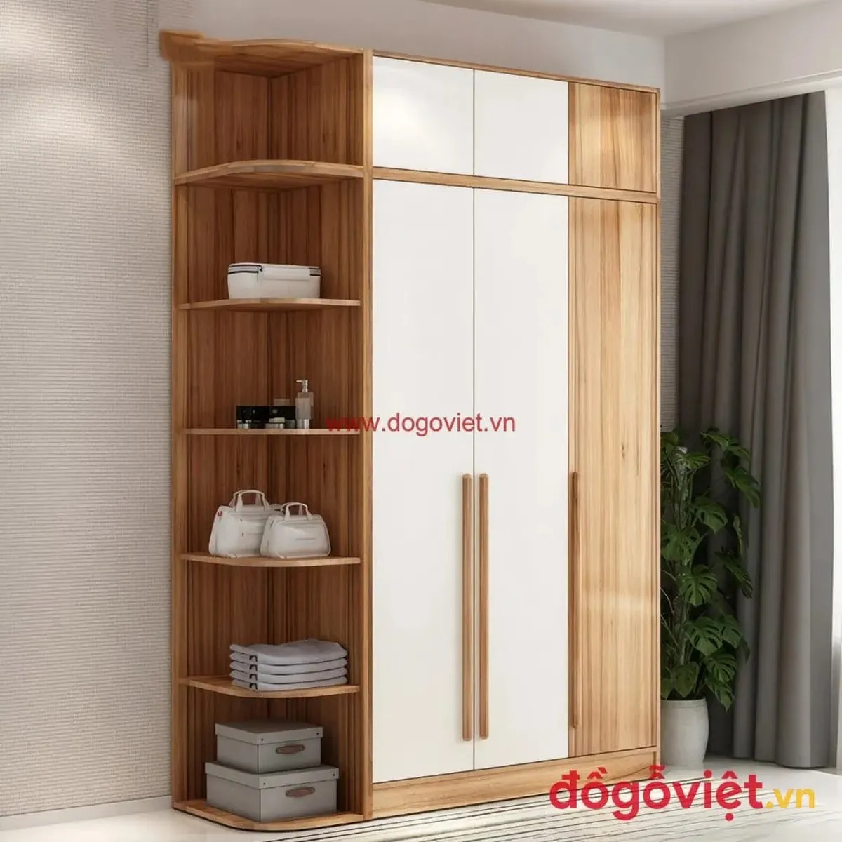 Top 10 mẫu tủ quần áo có kệ góc đẹp, hiện đại, tối ưu không gian nhất