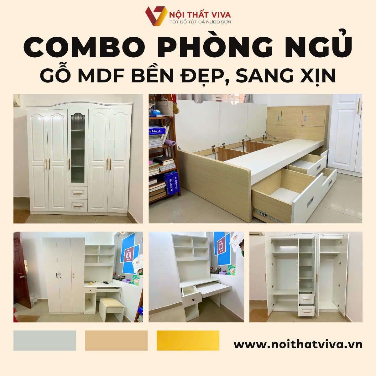 [TOP] 15+ Combo giường tủ gỗ công nghiệp đẹp, hiện đại, xu hướng mới nhất