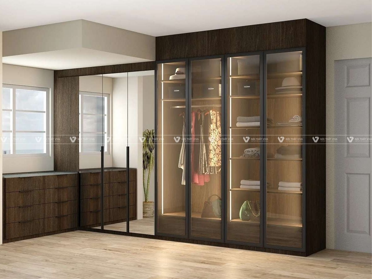 Top 5 mẫu tủ quần áo gỗ cánh kính đẹp xuất sắc, thiết kế bắt trend