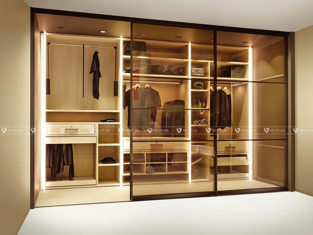 Top 5 mẫu tủ quần áo gỗ cánh kính đẹp xuất sắc, thiết kế bắt trend