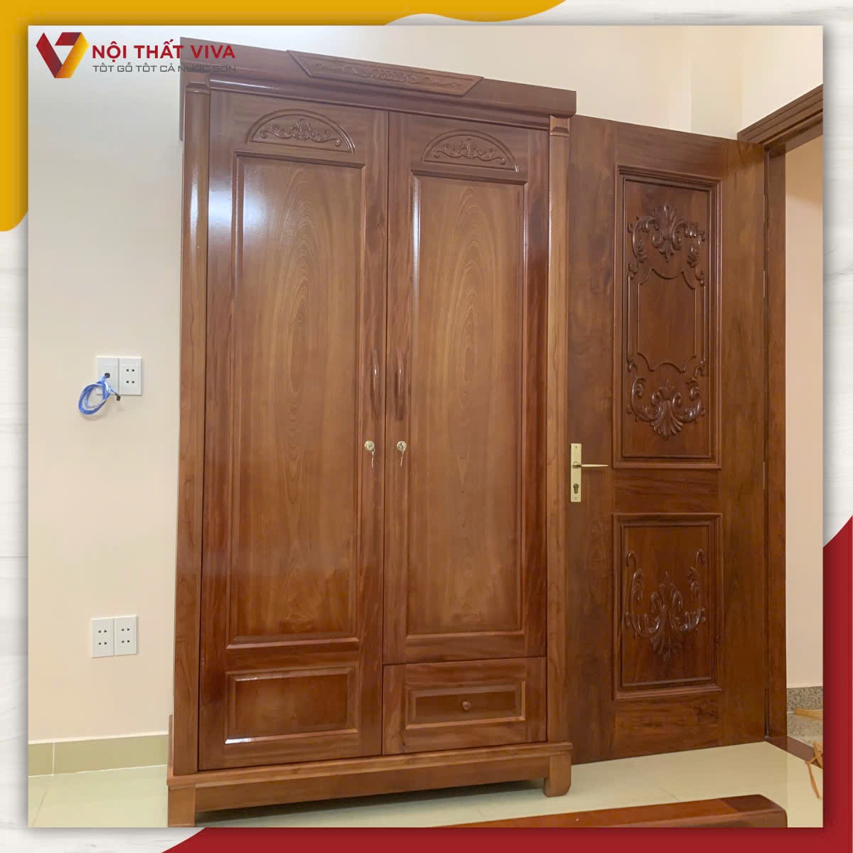 Top 5 mẫu tủ quần áo gỗ xoan đào đẹp, bền chắc, sang trọng, giá tốt 2025