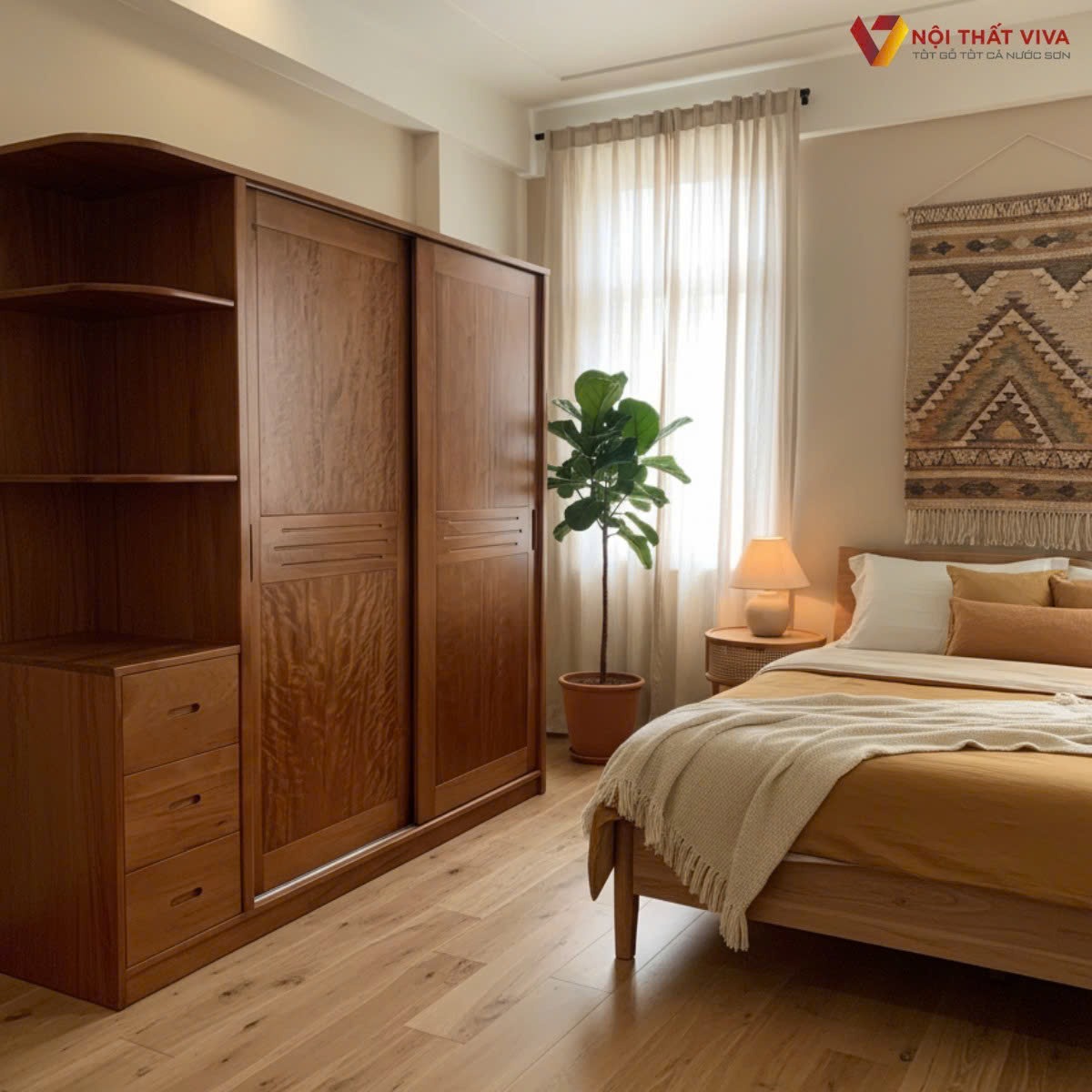 Top 5 mẫu tủ quần áo gỗ xoan đào đẹp, bền chắc, sang trọng, giá tốt 2025