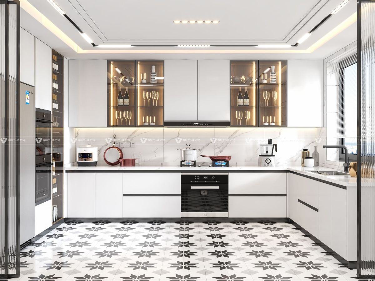 Top mẫu tủ bếp cánh kính đẹp, cao cấp được ưa chuộng nhất hiện nay