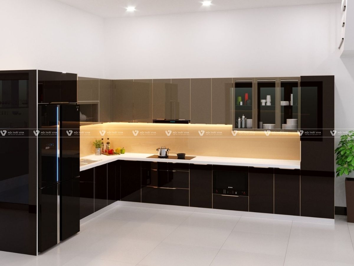 Top mẫu tủ bếp cánh kính đẹp, cao cấp được ưa chuộng nhất hiện nay