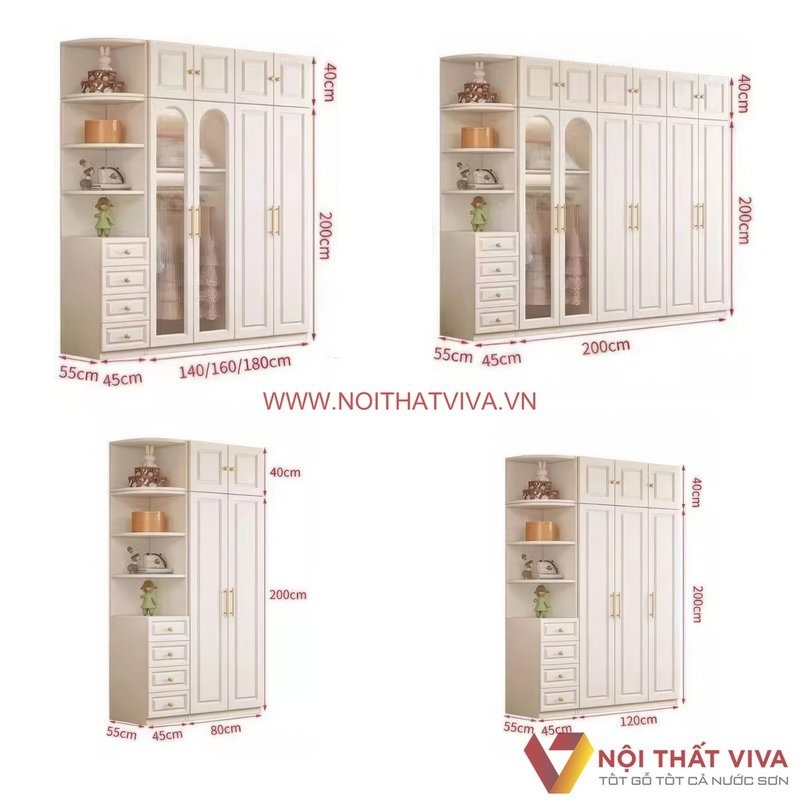  Top mẫu tủ quần áo kính trắng đẹp nhất hiện nay, gợi ý từ chuyên gia nội thất