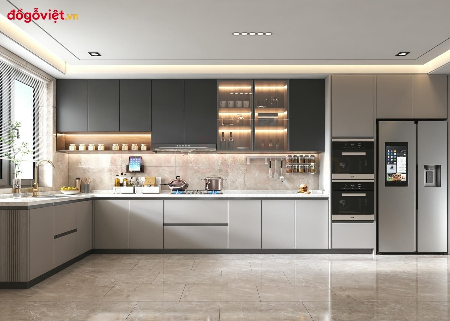 Tủ bếp Acrylic chữ L l&agrave; g&igrave;? Ưu điểm, k&iacute;ch thước ti&ecirc;u chuẩn v&agrave; b&aacute;o gi&aacute;