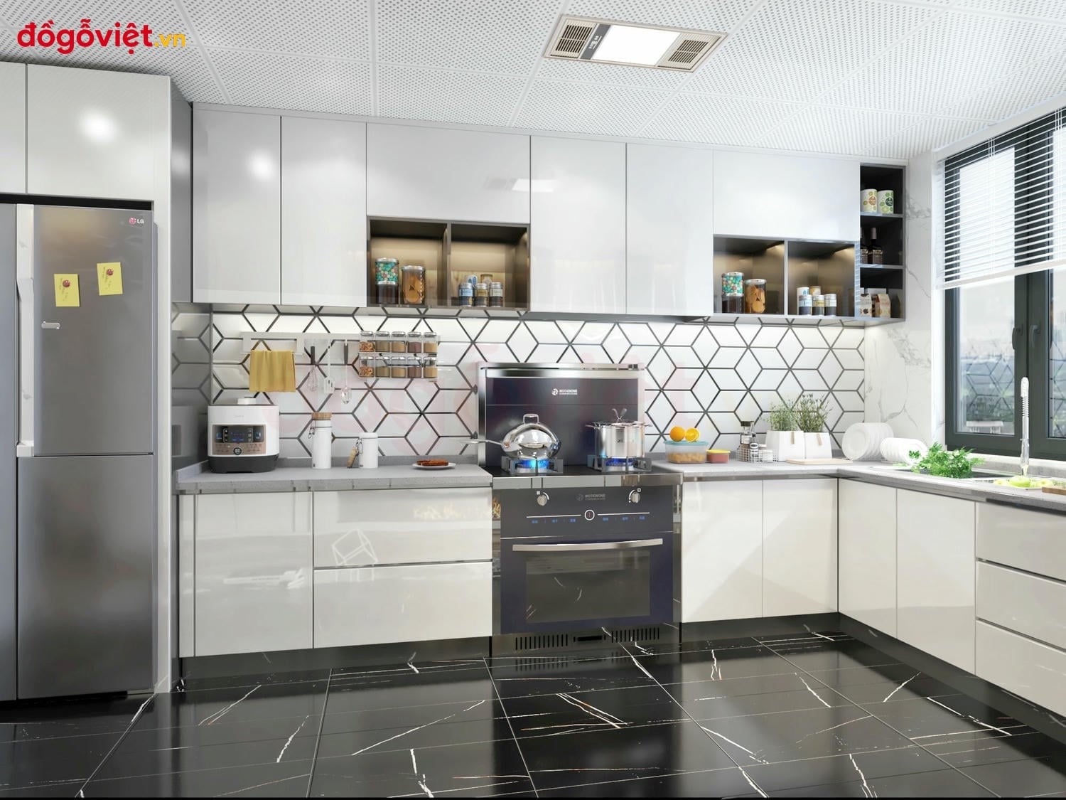Tủ bếp Acrylic chữ L l&agrave; g&igrave;? Ưu điểm, k&iacute;ch thước ti&ecirc;u chuẩn v&agrave; b&aacute;o gi&aacute;