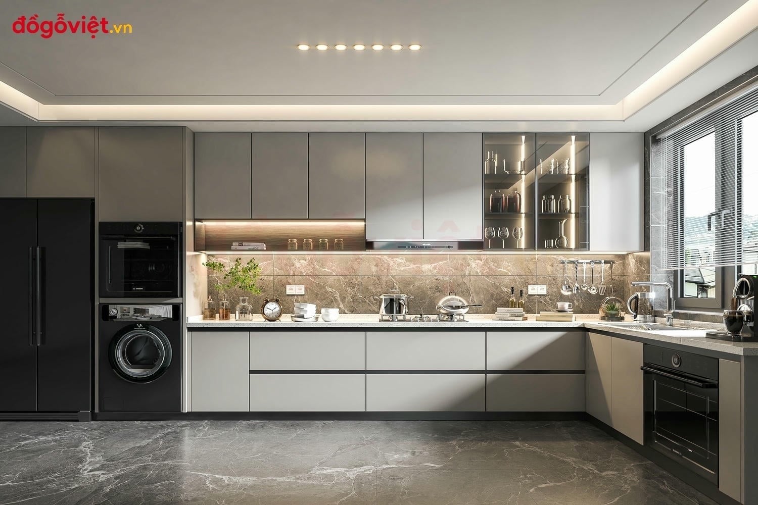 Tủ bếp Acrylic chữ L l&agrave; g&igrave;? Ưu điểm, k&iacute;ch thước ti&ecirc;u chuẩn v&agrave; b&aacute;o gi&aacute;