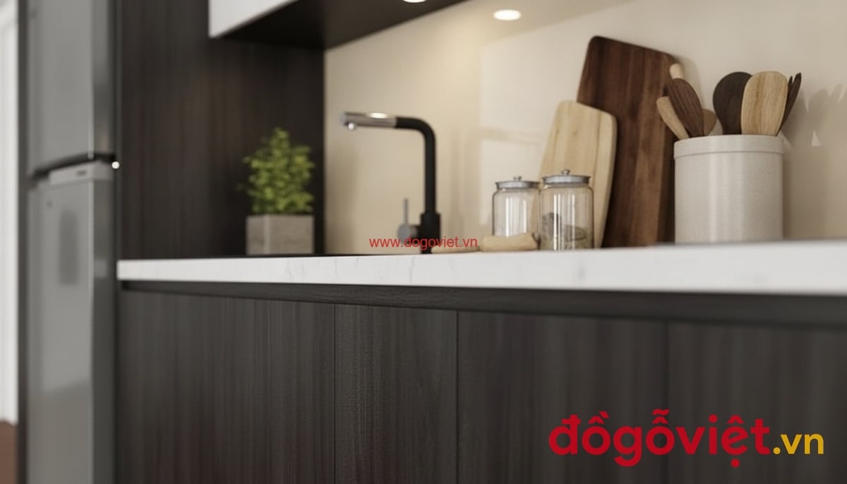 Tủ Bếp Chữ I Nhựa WPB An Cường Phủ Melamine Hiện Đại