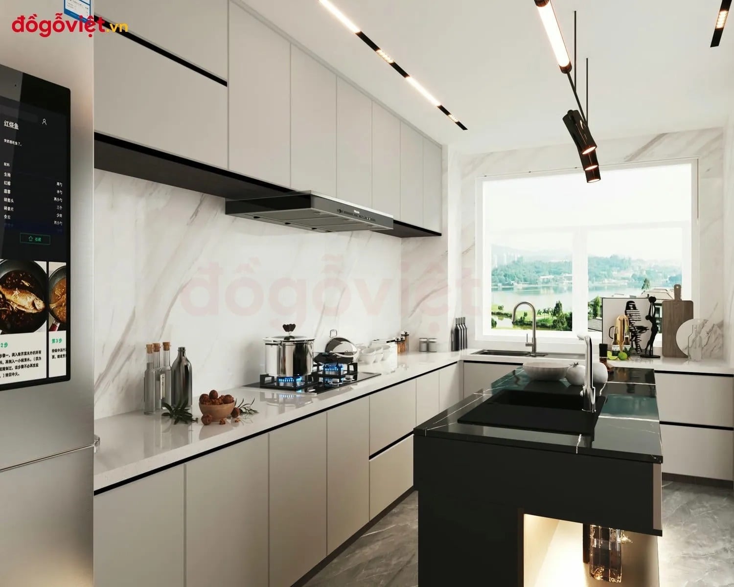 Tủ bếp gỗ m&agrave;u trắng thời thượng: chi tiết thiết kế & l&yacute; do n&ecirc;n chọn 