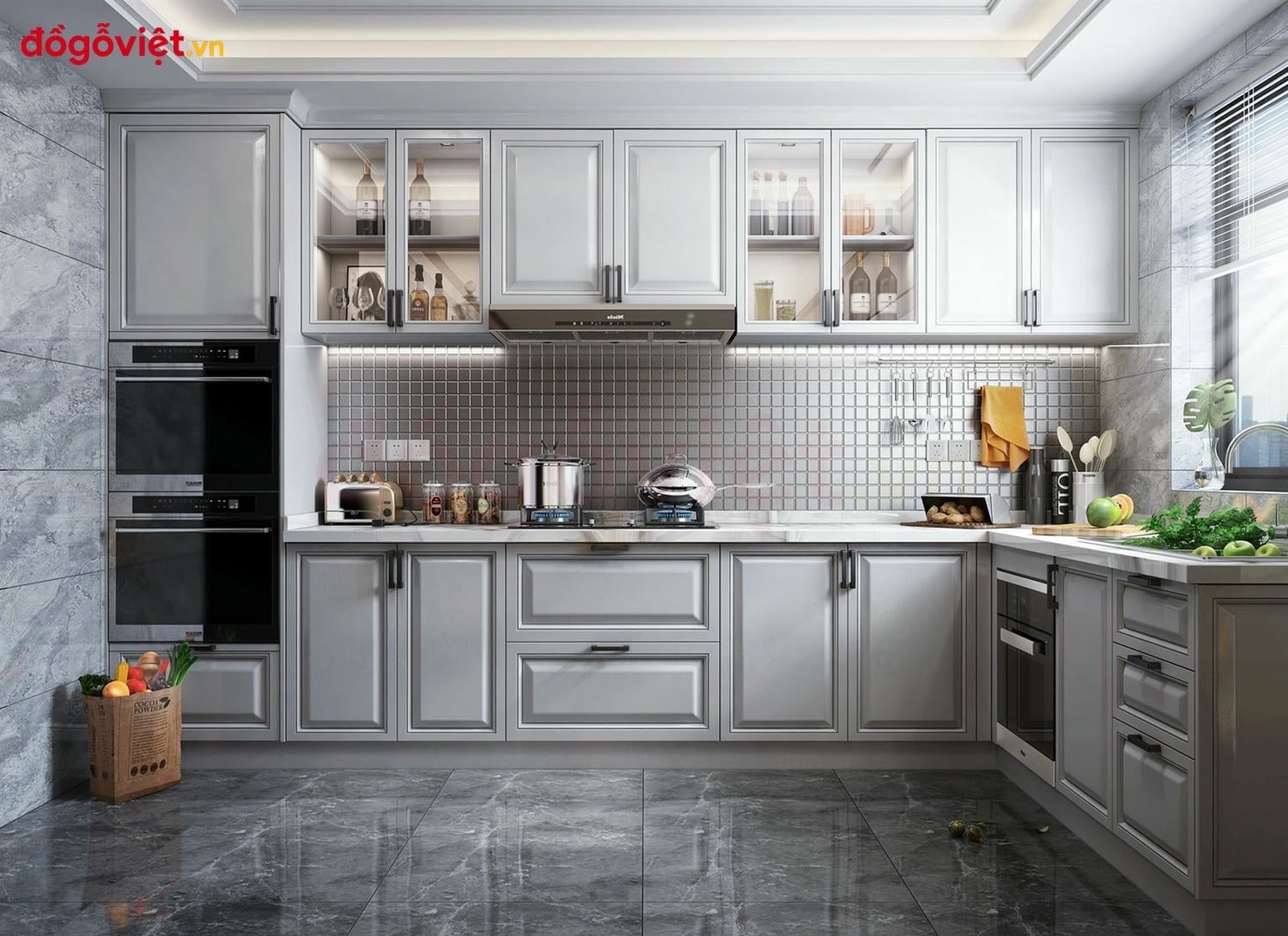 Tủ bếp gỗ m&agrave;u trắng thời thượng: chi tiết thiết kế & l&yacute; do n&ecirc;n chọn 