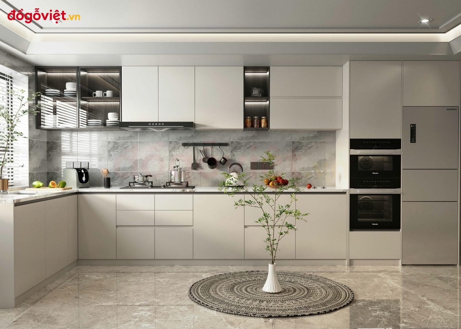 Tủ bếp gỗ m&agrave;u trắng thời thượng: chi tiết thiết kế & l&yacute; do n&ecirc;n chọn 