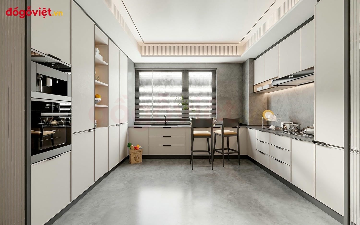 Tủ bếp gỗ m&agrave;u trắng thời thượng: chi tiết thiết kế & l&yacute; do n&ecirc;n chọn 