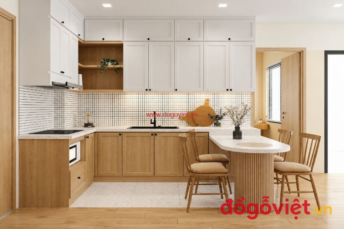 Tủ Bếp Nhựa WPB Phủ Melamine An Cường C&aacute;nh Pano Thanh Lịch