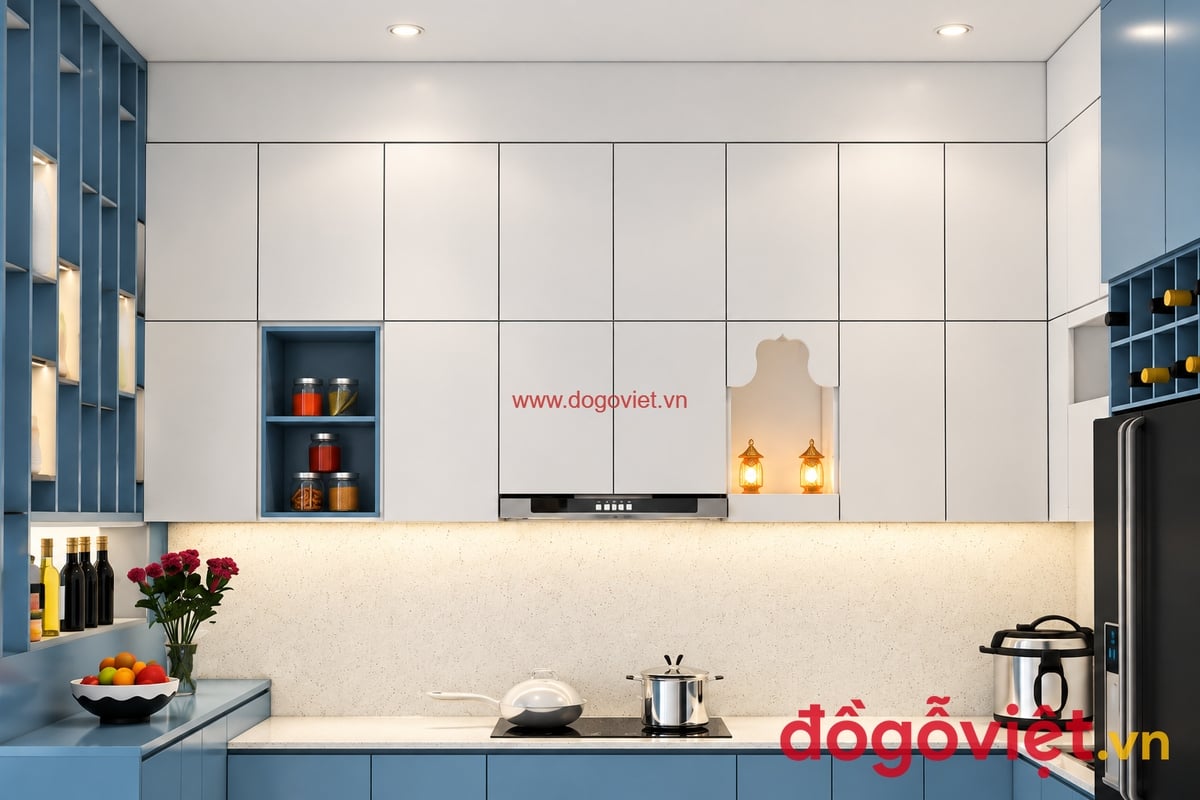 Tủ Bếp S&aacute;t Trần Chữ U Nhựa Đặc Picomat Hiện Đại Tối Ưu