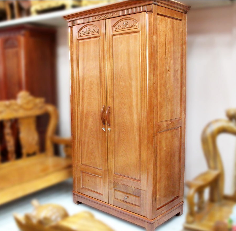 Tủ quần áo 2 cánh gỗ tự nhiên: Nên mua loại nào? Mẫu mã & giá thị trường