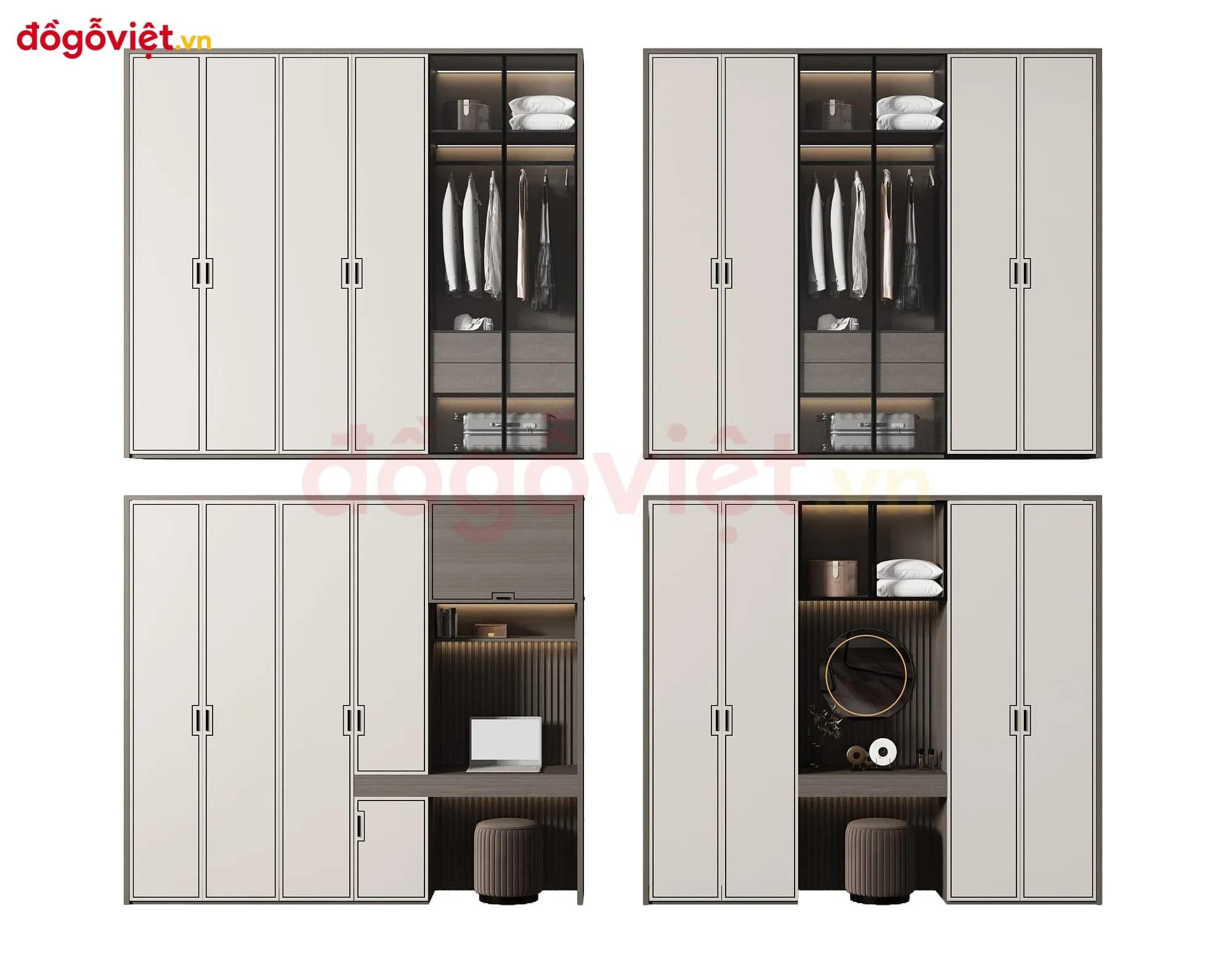 Tuyển chọn mẫu tủ áo tân cổ điển cánh kính sang trọng, đẳng cấp 