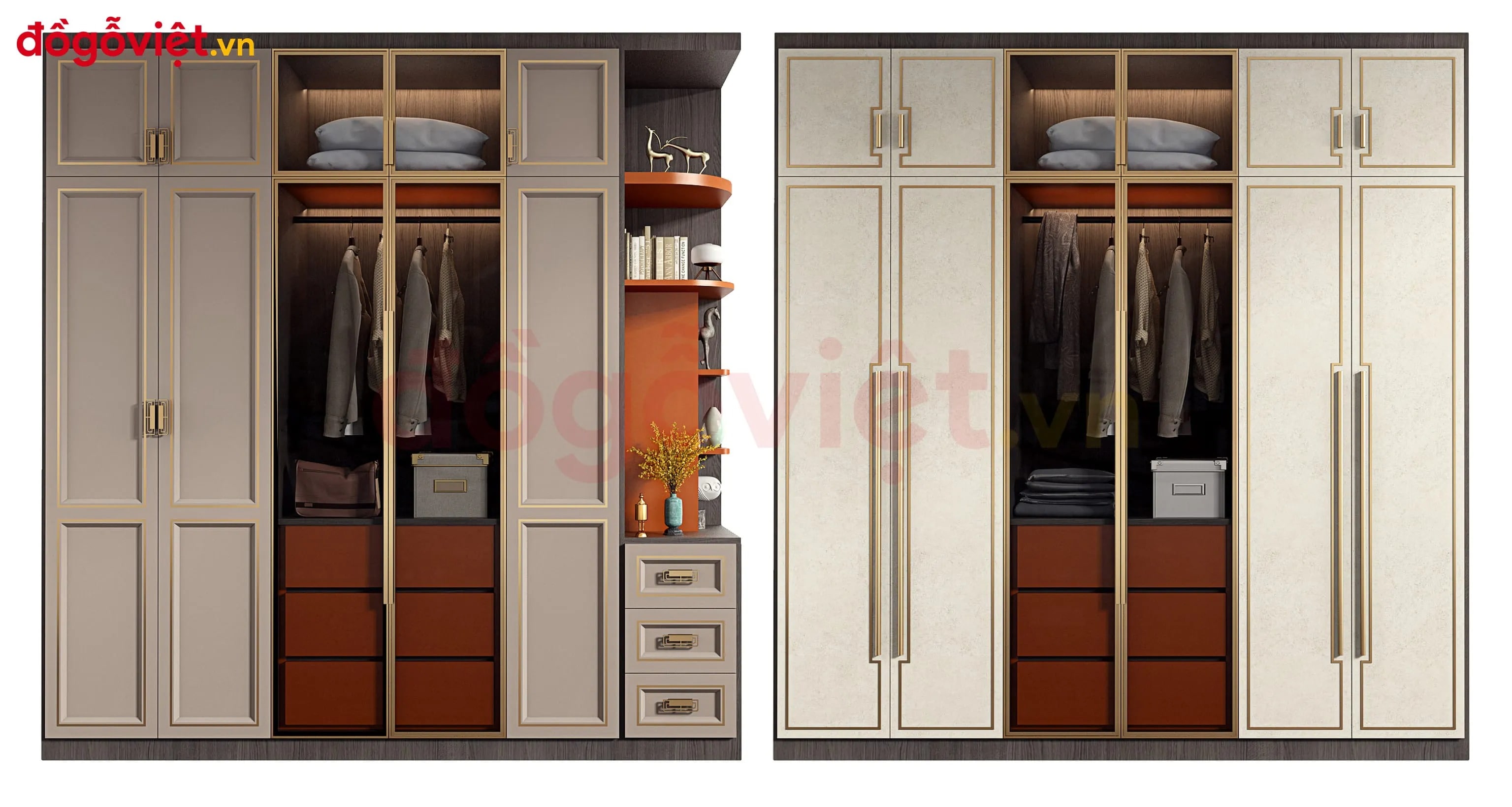 Tuyển chọn mẫu tủ áo tân cổ điển cánh kính sang trọng, đẳng cấp 