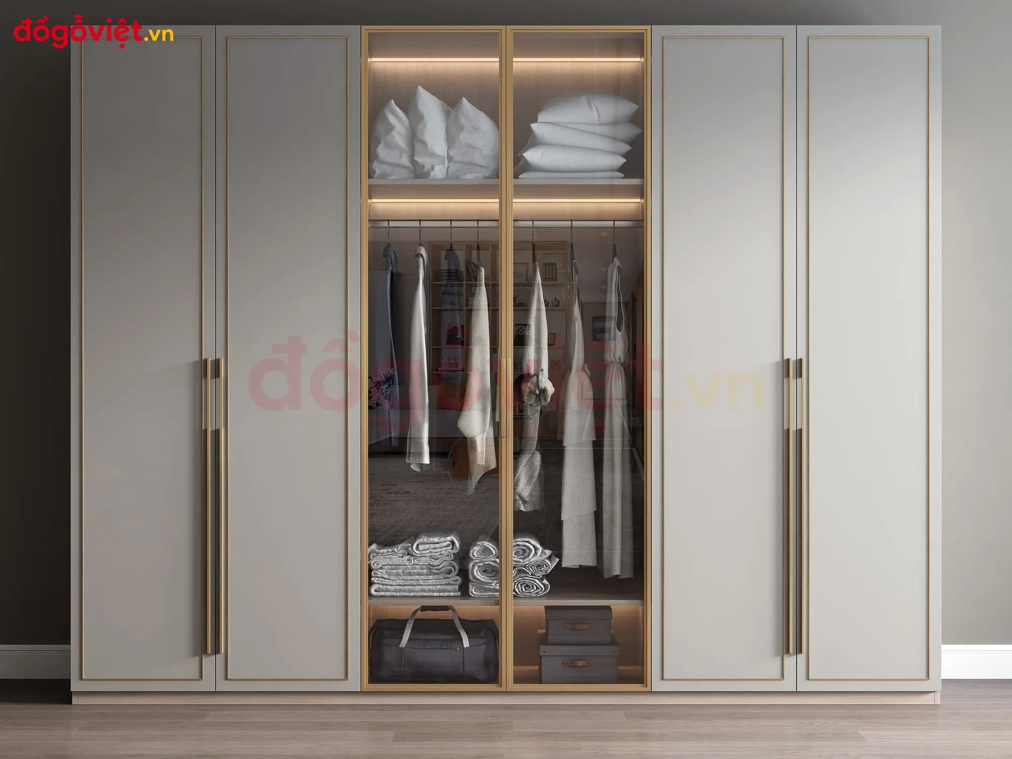 Tuyển chọn mẫu tủ áo tân cổ điển cánh kính sang trọng, đẳng cấp 