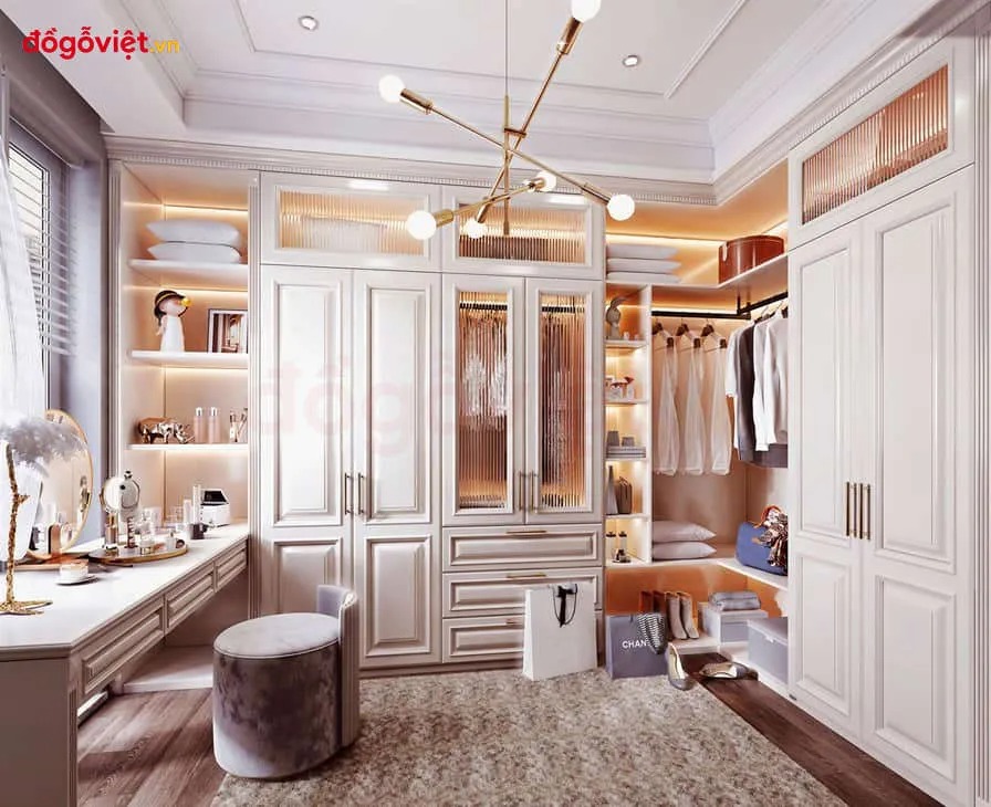 Tuyển chọn mẫu tủ áo tân cổ điển cánh kính sang trọng, đẳng cấp 